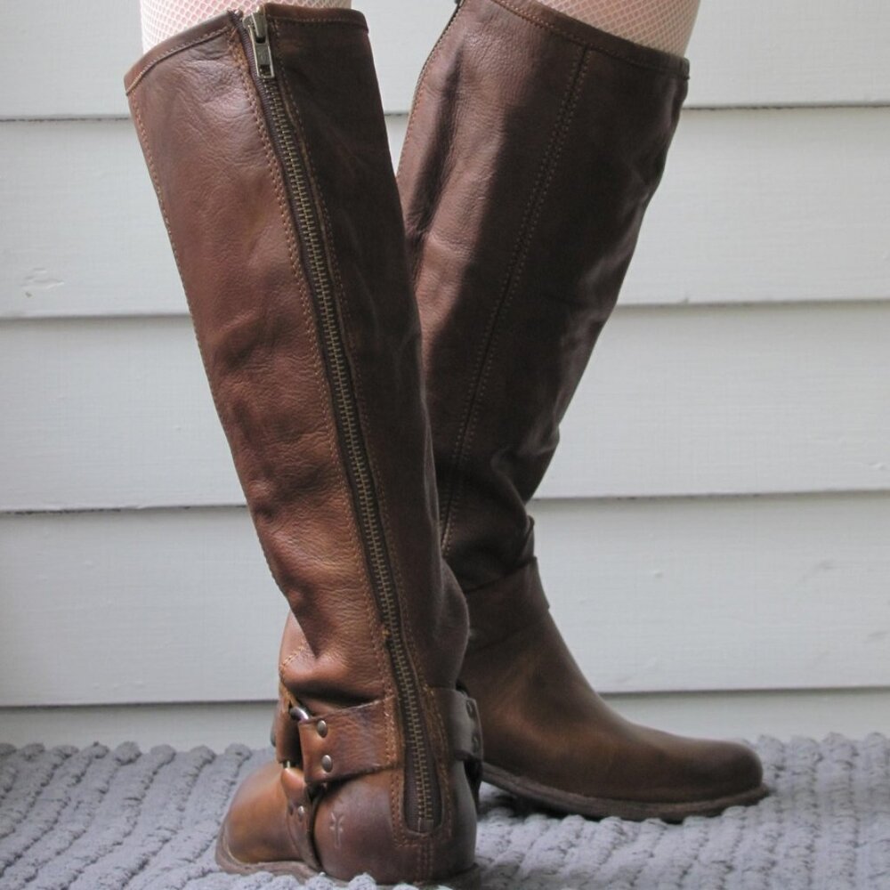 Frye Phillip Harness Tall Leather Harness In Cognac, 7 - Picture 2 of 9